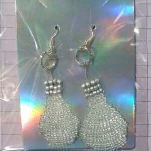 Chic Silver Beaded Drop Earrings. Light bulbs